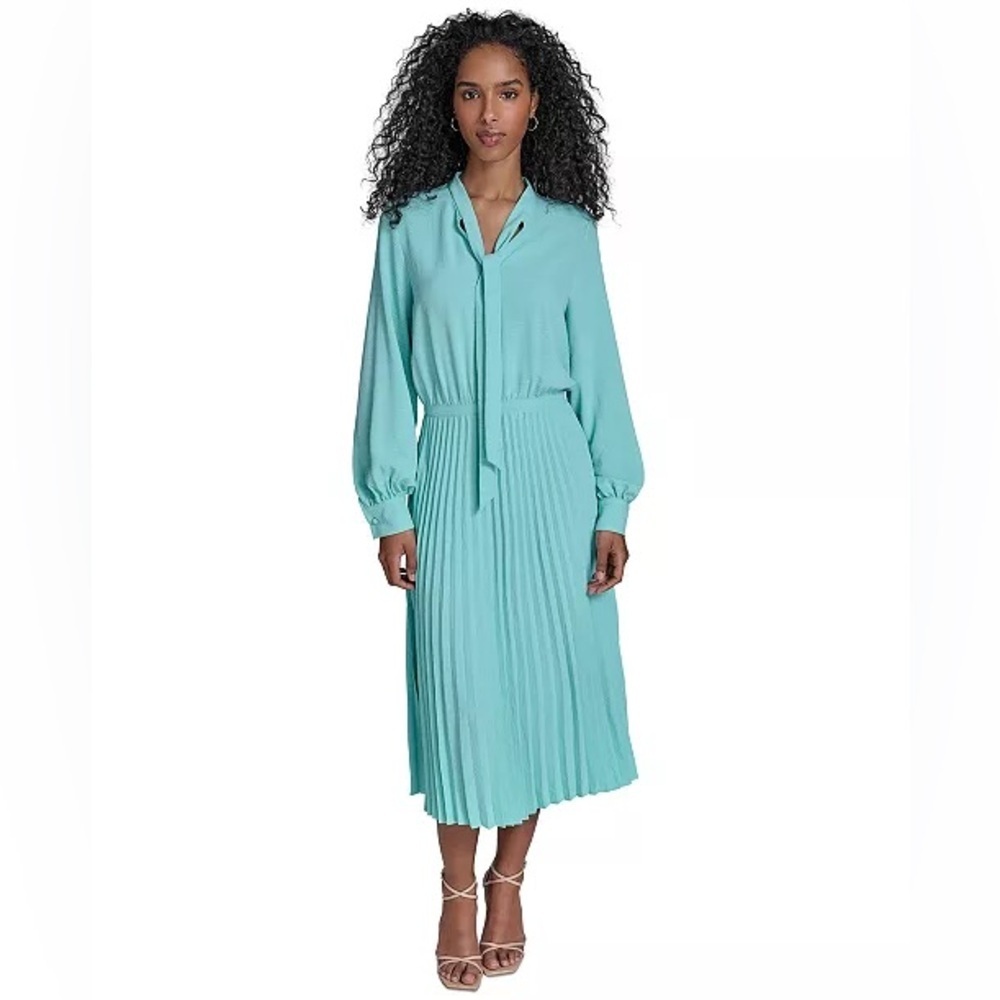Calvin Klein (C2) Women's Tie-Neck Pleated-Skirt Dress NWT SIZE 8